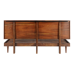 Moe's Home Pablo Bed - Exquisite Solid Sheesham Wood With Handcrafted Carved Headboard For Timeless Elegance Brown Solid Sheesham,Carved Sheesham Wood Headboard On Mdf Bz-1133-03-0