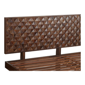 Moe's Home Pablo Bed - Exquisite Solid Sheesham Wood With Handcrafted Carved Headboard For Timeless Elegance Brown Solid Sheesham,Carved Sheesham Wood Headboard On Mdf Bz-1133-03-0