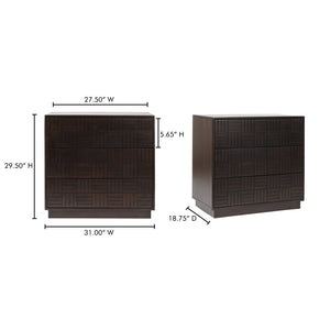 Moe's Home Denman 3 Drawer Nightstand - Timeless Mango Wood Design With Unique Woodgrain Character And Charm Brown Solid Mango Wood,Mdf Back And Drawer Bottom Bz-1138-20