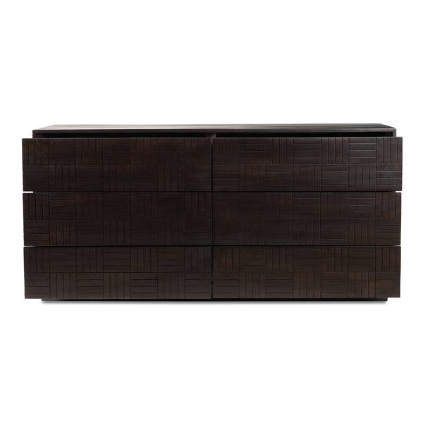 Moe's Home Denman 6 Drawer Dresser - Exquisite Solid Mango Wood Craftsmanship With Unique Woodgrain Design Brown Solid Mango Wood,Mdf Back And Drawer Bottom Bz-1139-20