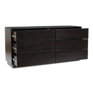 Moe's Home Denman 6 Drawer Dresser - Exquisite Solid Mango Wood Craftsmanship With Unique Woodgrain Design Brown Solid Mango Wood,Mdf Back And Drawer Bottom Bz-1139-20