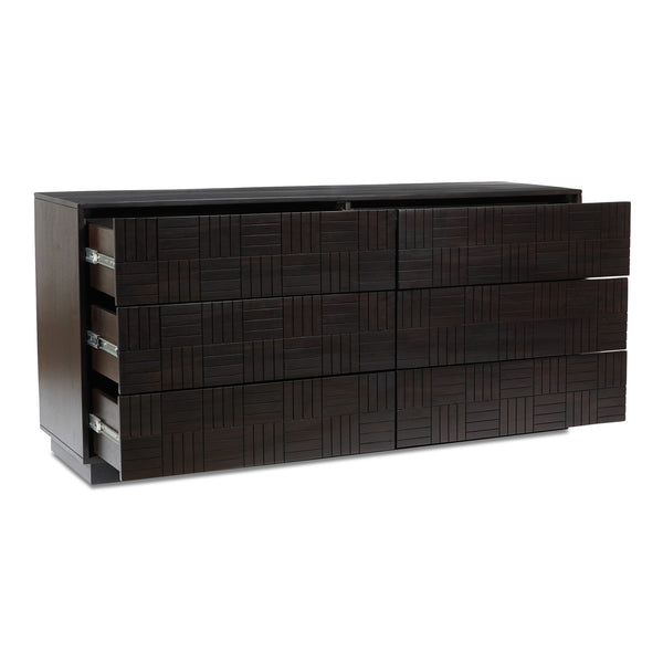 Moe's Home Denman 6 Drawer Dresser - Exquisite Solid Mango Wood Craftsmanship With Unique Woodgrain Design Brown Solid Mango Wood,Mdf Back And Drawer Bottom Bz-1139-20