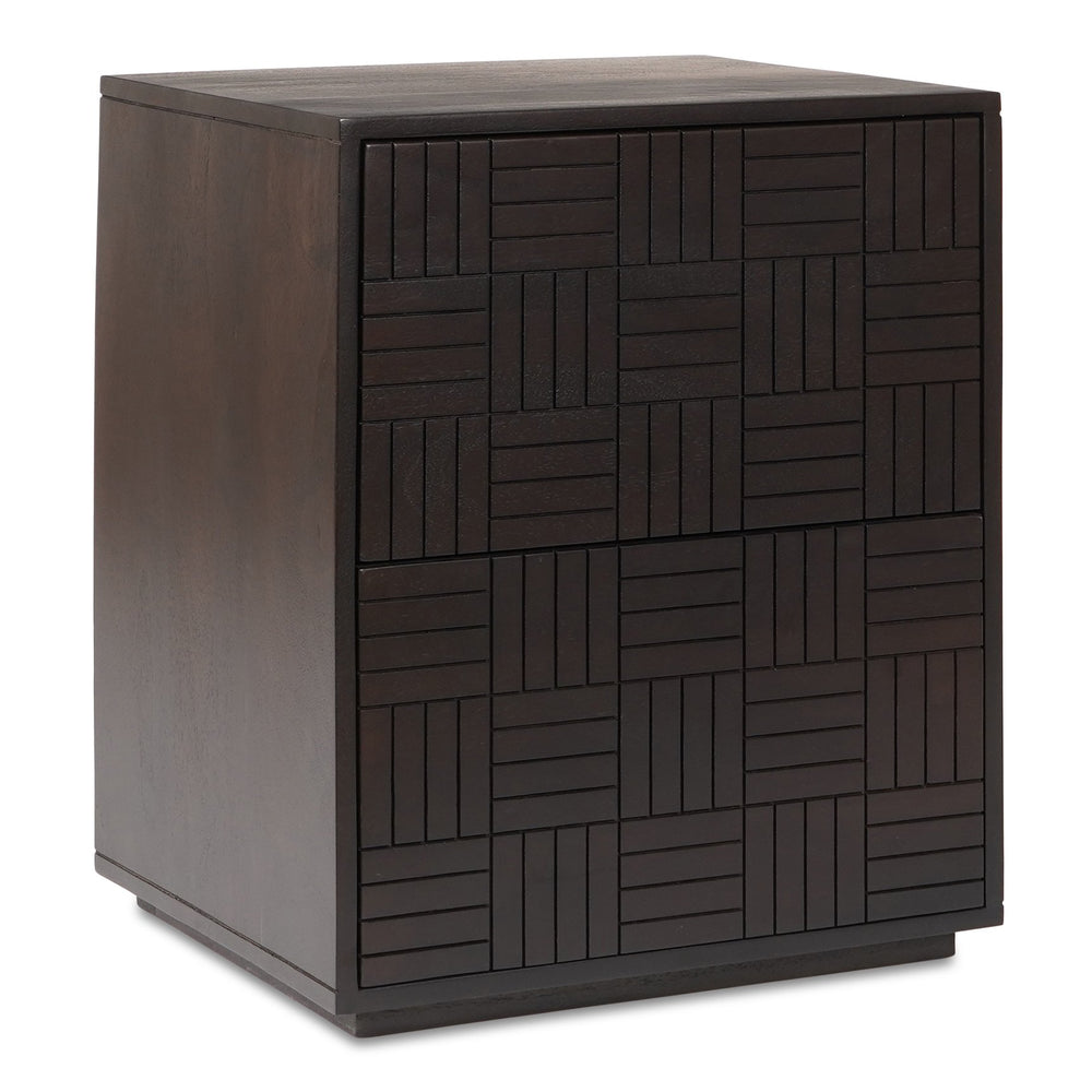 Moe's Home Denman Nightstand: Handcrafted Solid Mango Wood With Unique Parquet Design And Felt-lined Drawers Brown Solid Mango Wood,Mdf Back And Drawer Bottom Bz-1140-20