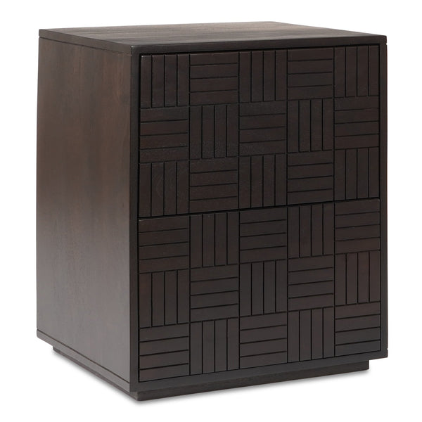 Moe's Home Denman Nightstand: Handcrafted Solid Mango Wood With Unique Parquet Design And Felt-lined Drawers Brown Solid Mango Wood,Mdf Back And Drawer Bottom Bz-1140-20