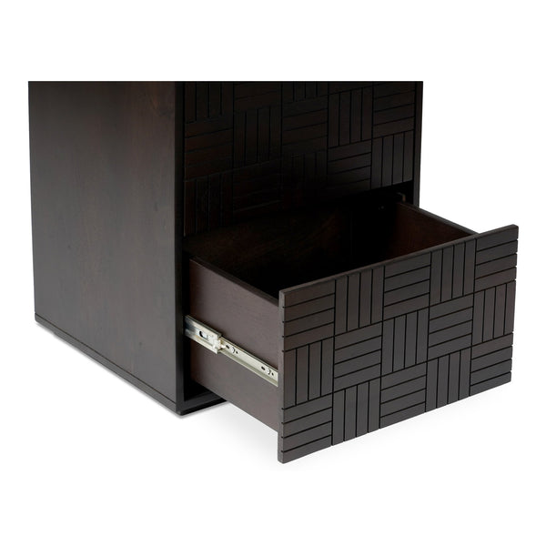 Moe's Home Denman Nightstand: Handcrafted Solid Mango Wood With Unique Parquet Design And Felt-lined Drawers Brown Solid Mango Wood,Mdf Back And Drawer Bottom Bz-1140-20