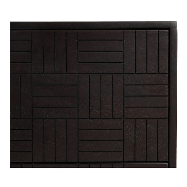 Moe's Home Denman Nightstand: Handcrafted Solid Mango Wood With Unique Parquet Design And Felt-lined Drawers Brown Solid Mango Wood,Mdf Back And Drawer Bottom Bz-1140-20