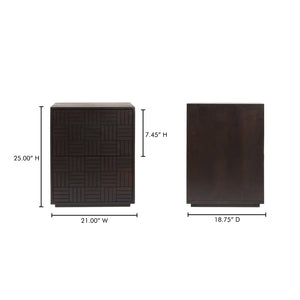 Moe's Home Denman Nightstand: Handcrafted Solid Mango Wood With Unique Parquet Design And Felt-lined Drawers Brown Solid Mango Wood,Mdf Back And Drawer Bottom Bz-1140-20