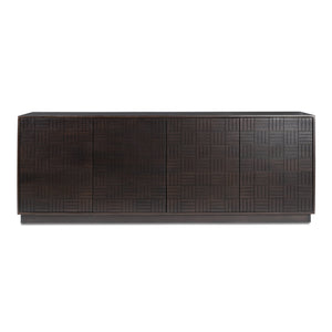 Moe's Home Denman 4-door Sideboard - Elegant Solid Mango Wood Design With Unique Parquet-inspired Details Brown Solid Mango Wood,Mdf Back And Drawer Bottom Bz-1141-20