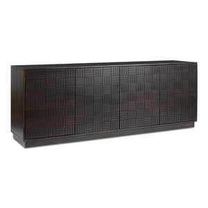 Moe's Home Denman 4-door Sideboard - Elegant Solid Mango Wood Design With Unique Parquet-inspired Details Brown Solid Mango Wood,Mdf Back And Drawer Bottom Bz-1141-20