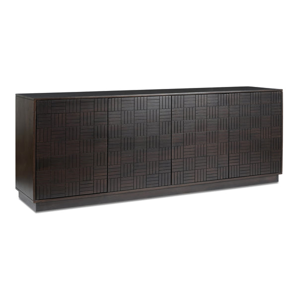 Moe's Home Denman 4-door Sideboard - Elegant Solid Mango Wood Design With Unique Parquet-inspired Details Brown Solid Mango Wood,Mdf Back And Drawer Bottom Bz-1141-20