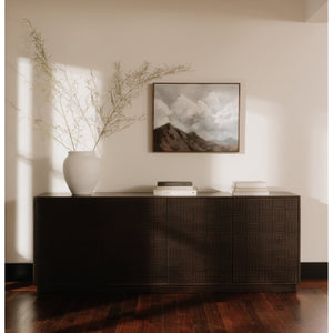 Moe's Home Denman 4-door Sideboard - Elegant Solid Mango Wood Design With Unique Parquet-inspired Details Brown Solid Mango Wood,Mdf Back And Drawer Bottom Bz-1141-20