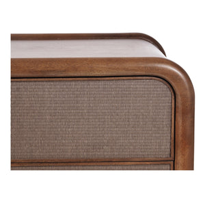 Moe's Home Rye 3 Drawer Nightstand With Durable Mango Wood Frame And Unique Tatami-mat Drawer Fronts Brown Solid Mango Wood Frame,Tatami,Mat Drawer Fronts Bz-1143-03