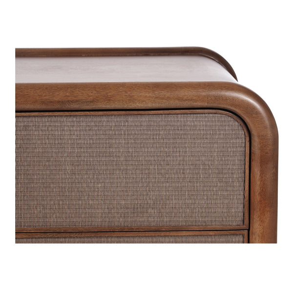 Moe's Home Rye 3 Drawer Nightstand With Durable Mango Wood Frame And Unique Tatami-mat Drawer Fronts Brown Solid Mango Wood Frame,Tatami,Mat Drawer Fronts Bz-1143-03