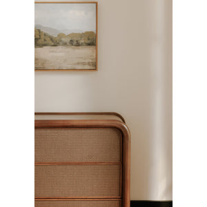 Moe's Home Rye 3 Drawer Nightstand With Durable Mango Wood Frame And Unique Tatami-mat Drawer Fronts Brown Solid Mango Wood Frame,Tatami,Mat Drawer Fronts Bz-1143-03