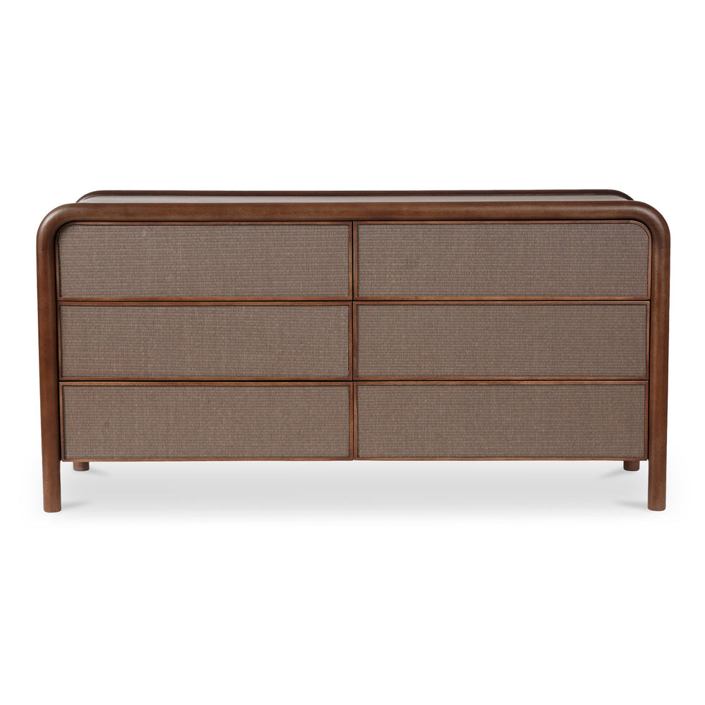 Moe's Home Rye 6 Drawer Dresser With Durable Tatami-mat Fronts And Solid Mango Wood For Elegant Storage Solutions Brown Solid Mango Wood Frame,Tatami,Mat Drawer Fronts Bz-1144-03