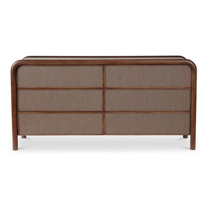 Moe's Home Rye 6 Drawer Dresser With Durable Tatami-mat Fronts And Solid Mango Wood For Elegant Storage Solutions Brown Solid Mango Wood Frame,Tatami,Mat Drawer Fronts Bz-1144-03