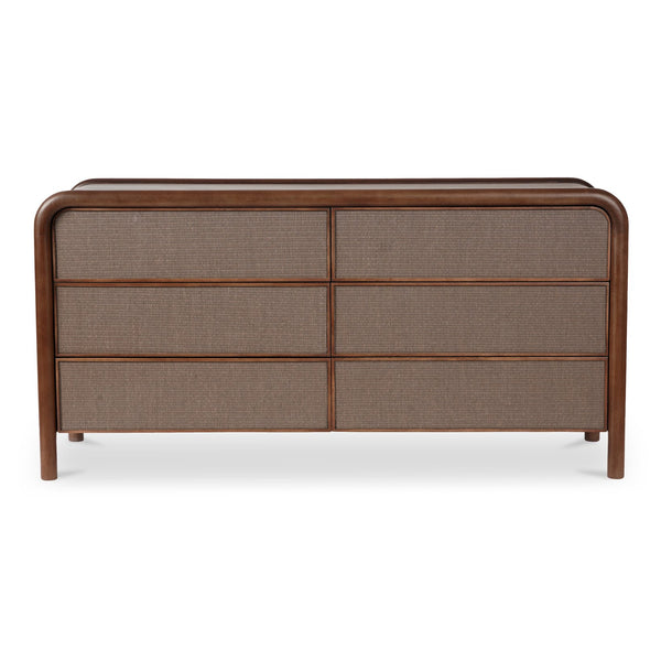 Moe's Home Rye 6 Drawer Dresser With Durable Tatami-mat Fronts And Solid Mango Wood For Elegant Storage Solutions Brown Solid Mango Wood Frame,Tatami,Mat Drawer Fronts Bz-1144-03