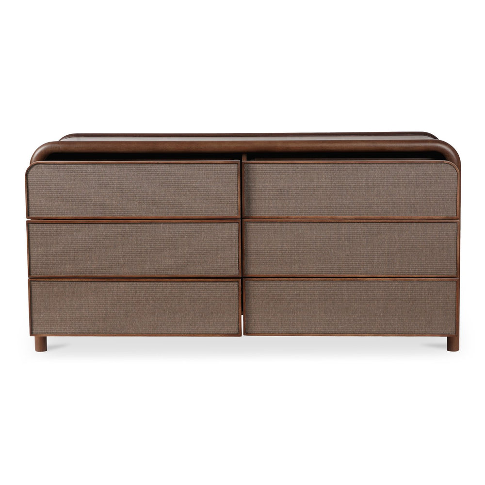 Moe's Home Rye 6 Drawer Dresser With Durable Tatami-mat Fronts And Solid Mango Wood For Elegant Storage Solutions Brown Solid Mango Wood Frame,Tatami,Mat Drawer Fronts Bz-1144-03
