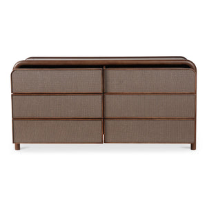 Moe's Home Rye 6 Drawer Dresser With Durable Tatami-mat Fronts And Solid Mango Wood For Elegant Storage Solutions Brown Solid Mango Wood Frame,Tatami,Mat Drawer Fronts Bz-1144-03