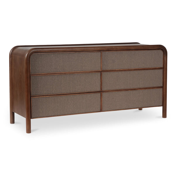 Moe's Home Rye 6 Drawer Dresser With Durable Tatami-mat Fronts And Solid Mango Wood For Elegant Storage Solutions Brown Solid Mango Wood Frame,Tatami,Mat Drawer Fronts Bz-1144-03