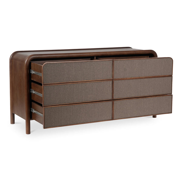 Moe's Home Rye 6 Drawer Dresser With Durable Tatami-mat Fronts And Solid Mango Wood For Elegant Storage Solutions Brown Solid Mango Wood Frame,Tatami,Mat Drawer Fronts Bz-1144-03