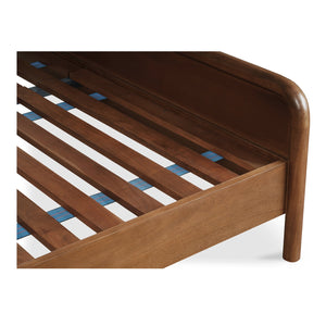 Moe's Home Rye Bed - Exquisite Warm Brown Mango Wood Frame With Durable Tatami Mat Headboard & Footboard Brown Solid Mango Wood Frame,Tatami Mat Over Mdf Headboard And Footboard Bz-1145-03-0