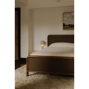 Moe's Home Rye Bed - Exquisite Warm Brown Mango Wood Frame With Durable Tatami Mat Headboard & Footboard Brown Solid Mango Wood Frame,Tatami Mat Over Mdf Headboard And Footboard Bz-1145-03-0