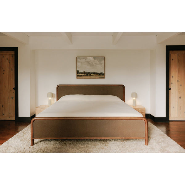Moe's Home Rye Bed - Exquisite Warm Brown Mango Wood Frame With Durable Tatami Mat Headboard & Footboard Brown Solid Mango Wood Frame,Tatami Mat Over Mdf Headboard And Footboard Bz-1145-03-0