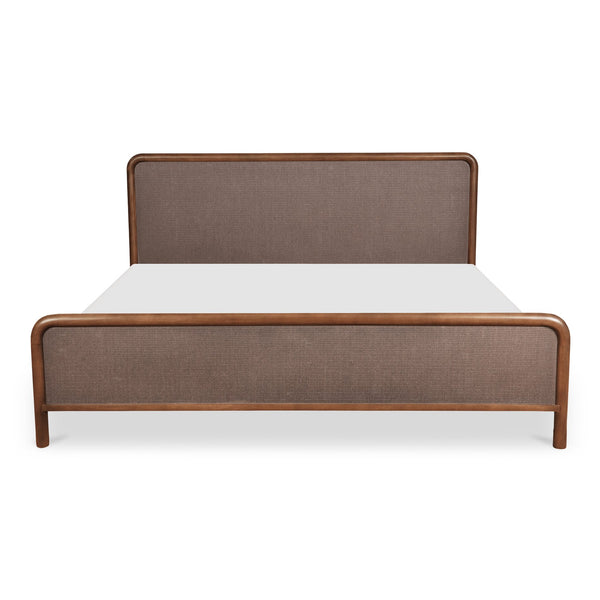Moe's Home Rye Bed - Exquisite Warm Brown Mango Wood Frame With Durable Tatami Mat Headboard & Footboard Brown Solid Mango Wood Frame,Tatami Mat Over Mdf Headboard And Footboard Bz-1145-03-0