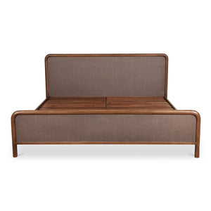 Moe's Home Rye Bed - Exquisite Warm Brown Mango Wood Frame With Durable Tatami Mat Headboard & Footboard Brown Solid Mango Wood Frame,Tatami Mat Over Mdf Headboard And Footboard Bz-1146-03-0