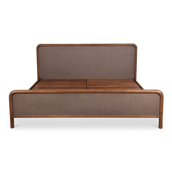 Moe's Home Rye Bed - Exquisite Warm Brown Mango Wood Frame With Durable Tatami Mat Headboard & Footboard Brown Solid Mango Wood Frame,Tatami Mat Over Mdf Headboard And Footboard Bz-1146-03-0