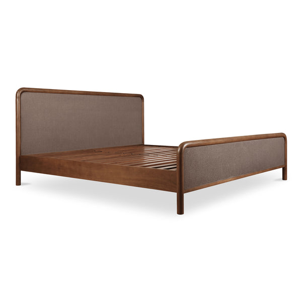 Moe's Home Rye Bed - Exquisite Warm Brown Mango Wood Frame With Durable Tatami Mat Headboard & Footboard Brown Solid Mango Wood Frame,Tatami Mat Over Mdf Headboard And Footboard Bz-1146-03-0