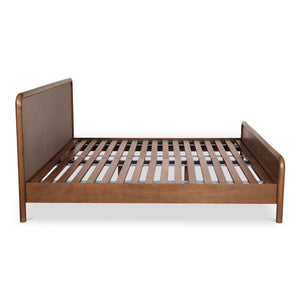 Moe's Home Rye Bed - Exquisite Warm Brown Mango Wood Frame With Durable Tatami Mat Headboard & Footboard Brown Solid Mango Wood Frame,Tatami Mat Over Mdf Headboard And Footboard Bz-1146-03-0
