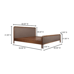 Moe's Home Rye Bed - Exquisite Warm Brown Mango Wood Frame With Durable Tatami Mat Headboard & Footboard Brown Solid Mango Wood Frame,Tatami Mat Over Mdf Headboard And Footboard Bz-1146-03-0