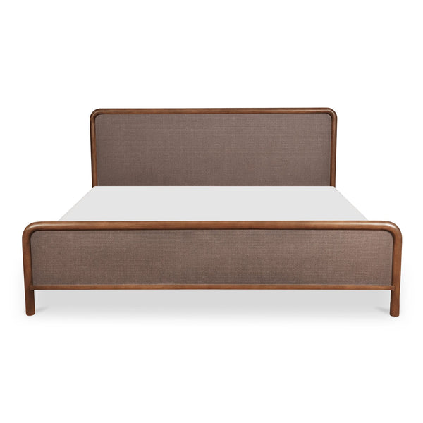 Moe's Home Rye Bed - Exquisite Warm Brown Mango Wood Frame With Durable Tatami Mat Headboard & Footboard Brown Solid Mango Wood Frame,Tatami Mat Over Mdf Headboard And Footboard Bz-1146-03-0