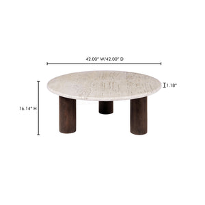 Moe's Home Landon Coffee Table With Stunning Turkish Travertine Top And Rich Mango Wood Base For Style Beige Turkish Beige Travertine,Mango Wood Bz-1153-34-0