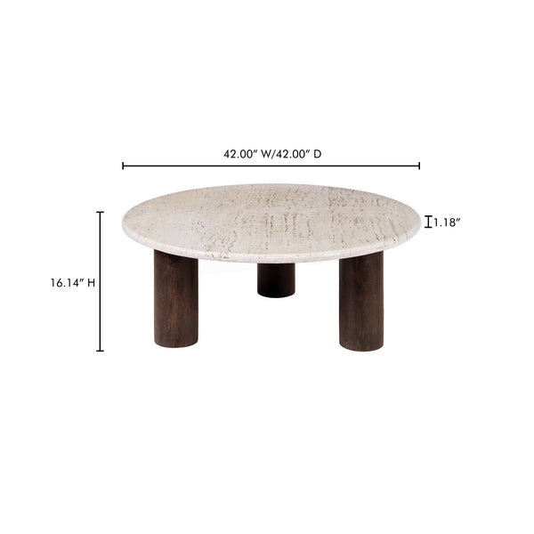 Moe's Home Landon Coffee Table With Stunning Turkish Travertine Top And Rich Mango Wood Base For Style Beige Turkish Beige Travertine,Mango Wood Bz-1153-34-0