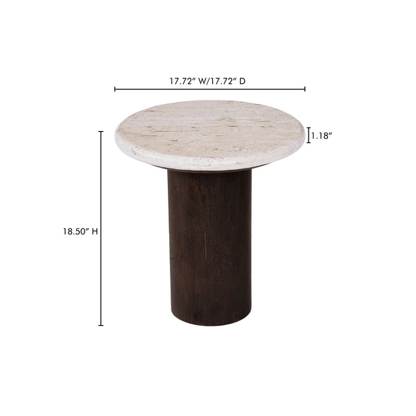 Moe's Home Landon Accent Table With Unique Turkish Travertine Top And Stylish Mango Wood Base For Any Space Beige Turkish Beige Travertine,Mango Wood Bz-1154-34