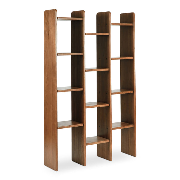 Moe's Home Orson Bookcase: Elegant Solid Acacia Wood Design With 12 Shelves, Durable & Timeless Furniture Solution Brown Solid Acacia Wood Bz-1158-03
