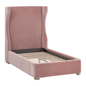 Essentials For Living Balboa Twin Bed - Elegant Upholstered Design With Wingback Headboard And Natural Gray Oak Feet Natural Gray Oak Solid Oak Wood,Plywood,Metal 7128-t.Pet/Ng