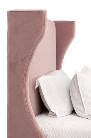 Essentials For Living Balboa Twin Bed - Elegant Upholstered Design With Wingback Headboard And Natural Gray Oak Feet Natural Gray Oak Solid Oak Wood,Plywood,Metal 7128-t.Pet/Ng