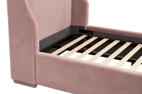 Essentials For Living Balboa Twin Bed - Elegant Upholstered Design With Wingback Headboard And Natural Gray Oak Feet Natural Gray Oak Solid Oak Wood,Plywood,Metal 7128-t.Pet/Ng