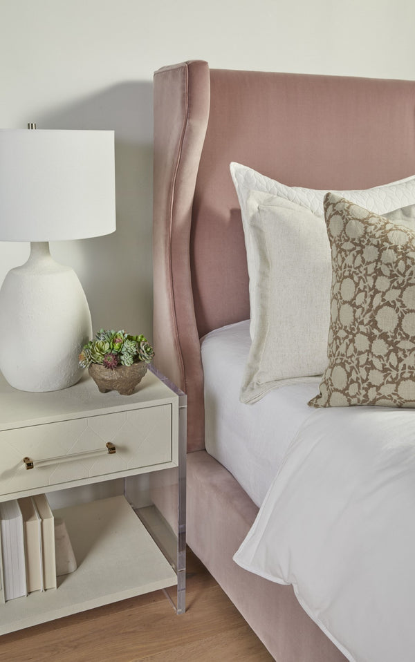 Essentials For Living Balboa Twin Bed - Elegant Upholstered Design With Wingback Headboard And Natural Gray Oak Feet Natural Gray Oak Solid Oak Wood,Plywood,Metal 7128-t.Pet/Ng