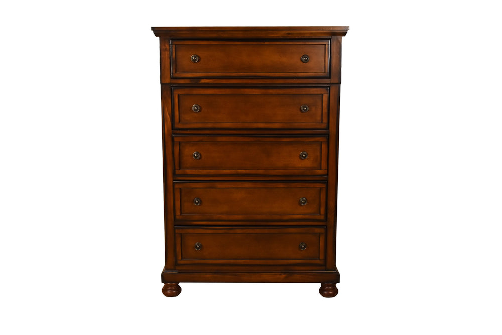 English Elm Chest 5-Drawer Dark Walnut Transitional Dresser with Felt Top Drawer, Cedar-Lined Drawers & Pewter Hardware(Storage) 808857804877