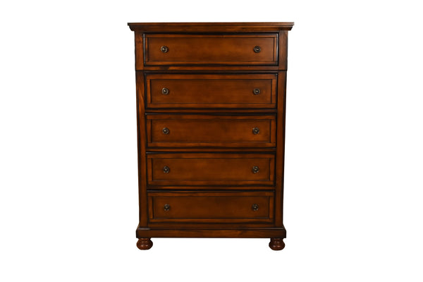 English Elm Chest 5-Drawer Dark Walnut Transitional Dresser with Felt Top Drawer, Cedar-Lined Drawers & Pewter Hardware(Storage) 808857804877