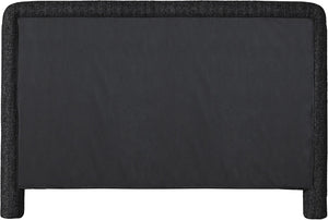 Meridian Furniture Baylor Chenille Woven Upholstered Full Bed Soft Curved Headboard Transitional Bedroom Frame Black BaylorBlack-F