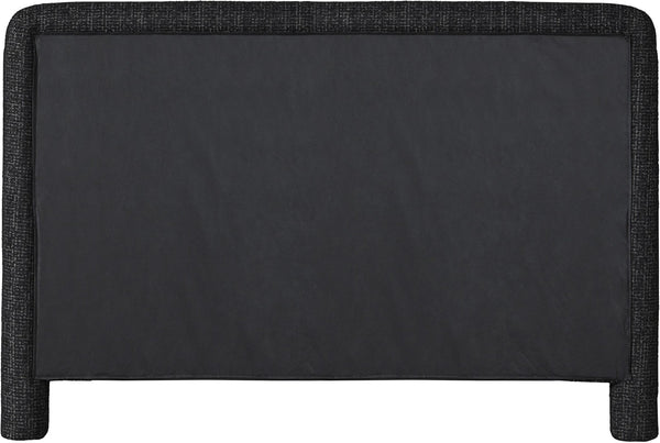 Meridian Furniture Baylor Chenille Woven Upholstered Full Bed Soft Curved Headboard Transitional Bedroom Frame Black BaylorBlack-F
