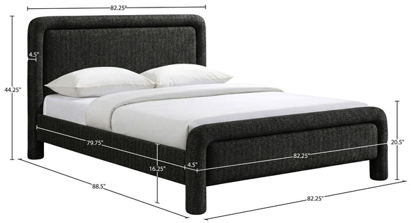 Meridian Furniture Baylor Chenille Upholstered King Bed Soft Curved Frame for Modern Contemporary Bedrooms Black BaylorBlack-K