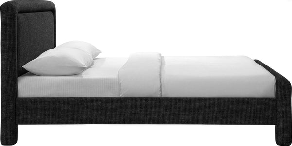 Meridian Furniture Baylor Chenille Upholstered King Bed Soft Curved Frame for Modern Contemporary Bedrooms Black BaylorBlack-K
