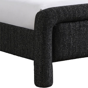 Meridian Furniture Baylor Chenille Upholstered King Bed Soft Curved Frame for Modern Contemporary Bedrooms Black BaylorBlack-K